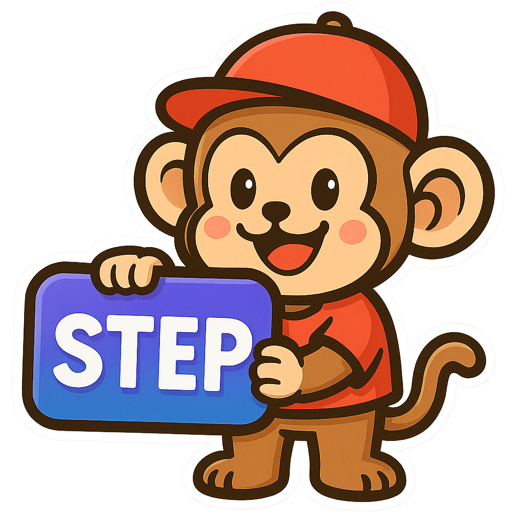 STEPボードを持つサル